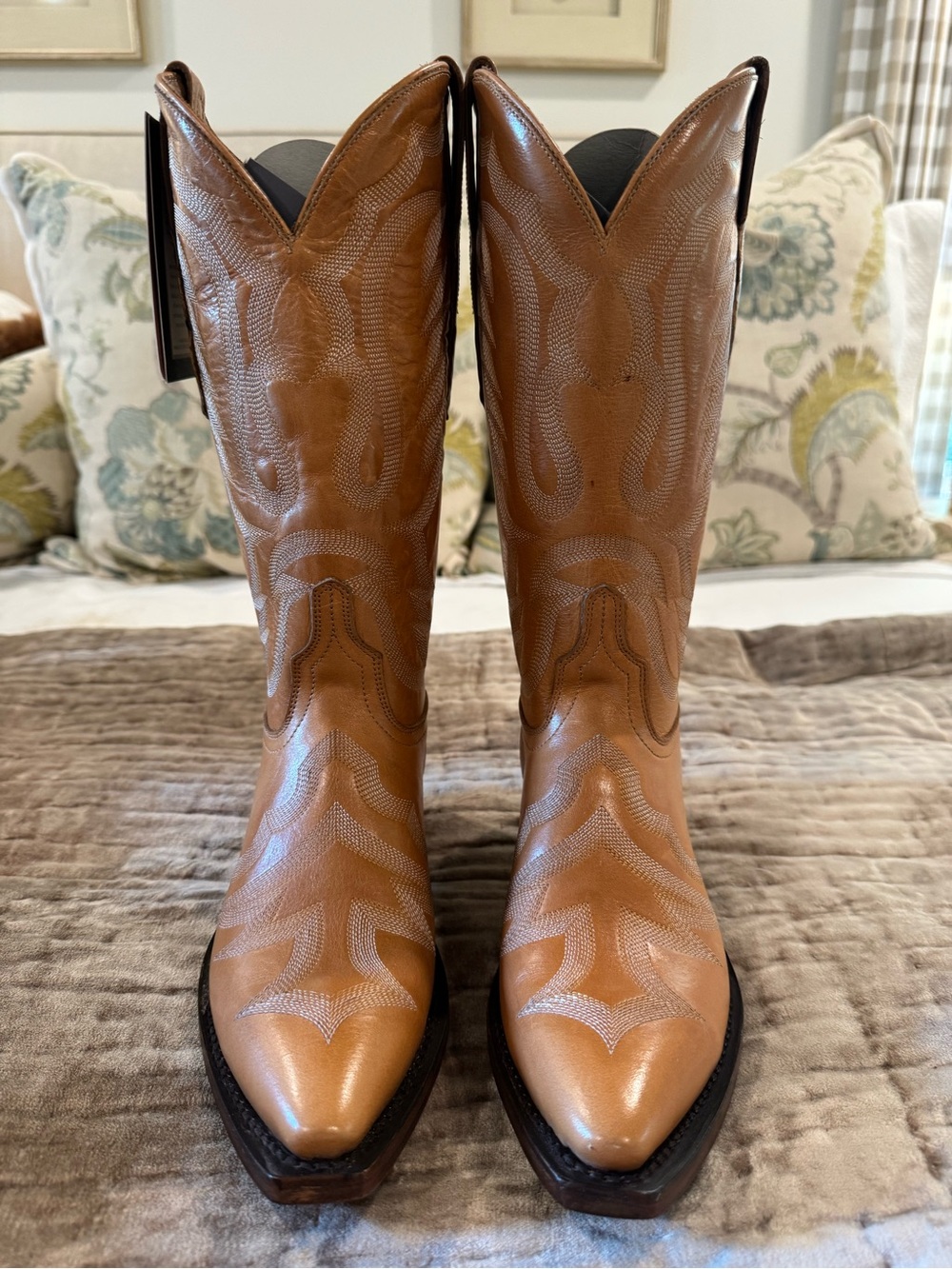 Lucchese Women's Tan Leather Western Cowboy Boots